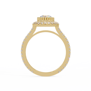 Élégantes bagues de fiançailles en or massif 14 carats avec double halo de diamants de laboratoire ronds, certifiées IGI, bijoux fins personnalisés pour femmes - Product Image 5