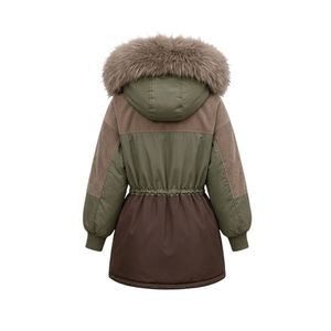 Khaki Olive Puffer <b>Coat</b> Cinch Waist Snug Sleeves Fine Grade Shell Heated Comfortable Plus Size Women <b>Coats</b> - Product Image 3