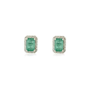 18K Gold <b>Emerald</b> Cut Diamond <b>Stud</b> <b>Earrings</b> 1.36ct IGI Certified - Product Image 2