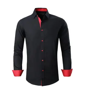 Camisa de Vestir de Franela Teñida con Hilo y Logotipo Personalizado para Hombre, 100% Algodón, con Mangas Largas, Cuello Marinero, Secado Rápido y Ecológica - Product Image 4