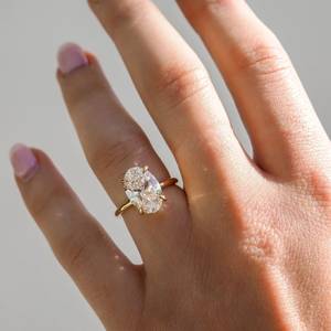 4 CT Certified Oval <b>Solitaire</b> Lab Grown Diamond Engagement <b>Ring</b> – 14K Solid Gold or <b>Silver</b> - Product Image 3
