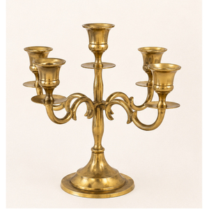 Candelabro de Metal de 5 Brazos con Acabado Dorado Antiguo, Centro de Mesa de Lujo, Portavelas para Decoración del Hogar y Hoteles - Product Image 5