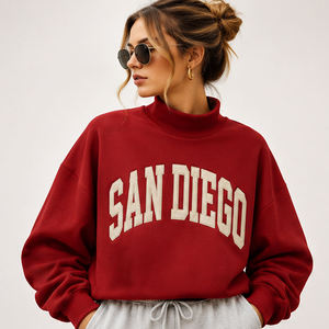 Oferta Especial: Sudadera con Cuello Alto Personalizada con Serigrafía San Diego, Forro Polar Grueso, Hombros Caídos, Estilo Oversize - Proveedor de Ropa - Product Image 2