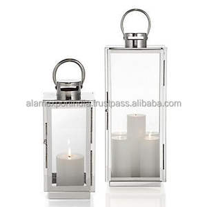 Latest Design Gold Color Metal & Glass Hanging <b>Lantern</b> Set of 2 Different Sizes Metal Candle <b>Lantern</b> Clear Glass at Lowest Price - Product Image 4