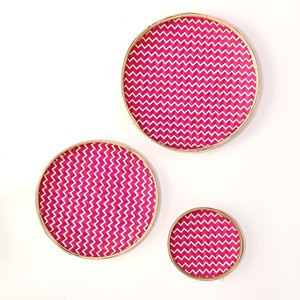 Ensemble de plateaux en bambou à motifs floraux, décoration murale écologique, plateaux tissés naturels de haute qualité - Product Image 3