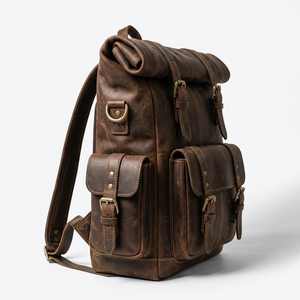 Mochila Enrollable de Cuero Genuino Hecha a Mano, Bolso para Portátil Vintage, Unisex, Impermeable, Mochila de Viaje, Algodón, Moda, LTBP-0001 - Product Image 4