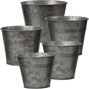 Exclusive Design Rustic <b>Galvanized</b> Iron Planters <b>Buckets</b> Flower Pots With Handle Home & Garden Decor Round Planters - Product Image 5