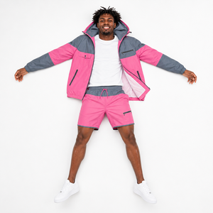 Wholesale Men's Hooded Lightweight <b>Windbreaker</b> Jacket and Shorts Set Breathable Quick Dry Autumn Sports Suit - Product Image 5