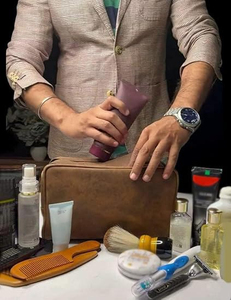 Neceser de gamuza vintage de tamaño mediano con cierre de cremallera y asa suave, organizador de cosméticos - Product Image 5
