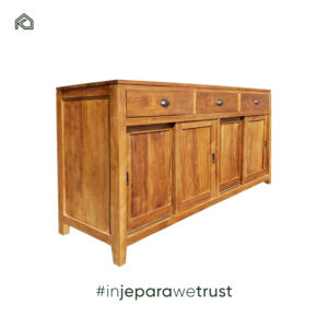 Buffet de rangement moderne en teck massif européen à 4 portes, couleur personnalisable, durable et écologique pour salon et cuisine - Product Image 5