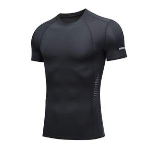 T-shirt de compression slim en polyester et élasthanne, anti-transpiration, séchage rapide, pour le surf, la gym et l'entraînement, personnalisable OEM - Product Image 4
