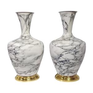 Floreros de esmalte decorativos Artesanías Estilo moderno Macetas de flores de lujo Precio al por mayor Florero de exhibición de piso de metal Juego de 2 - Product Image 1