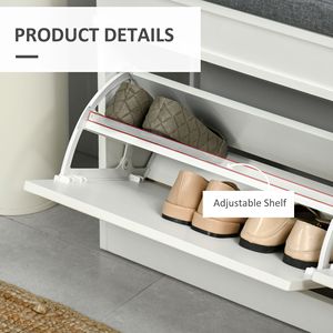 Moderna panca portaoggetti per scarpe grigio bianco con imbottitura spessa e chiusura a gancio e ad anello per ingresso corridoio - Product Image 5