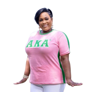   Camiseta Premium Rosa Verde para Mujer, Cuello Redondo, Manga Corta, Estilo Griego Informal, Prenda Premium - Product Image 1