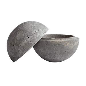 Pot en marbre travertin beige avec couvercle, récipient décoratif élégant pour le rangement, vase en pierre élégant pour la décoration de la maison, du bureau et de la cuisine - Product Image 2