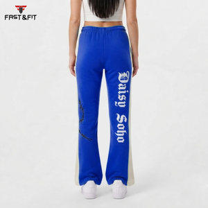 2026 Professional Made New Design <b>women's</b> pants Pant Ladies Low Rise <b>Flared</b> Gym Pants with Drawstring & Side Pockets - Product Image 2