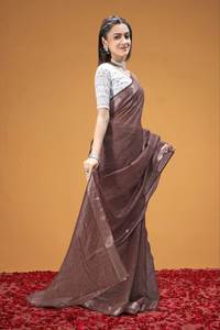 Sari en soie légère et élégante avec une belle blouse brodée Sifli - Product Image 3