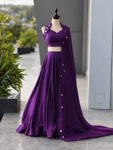 Lehenga Choli bleu royal avec dupatta brodée de miroirs, tenue de mariage indienne et pakistanaise pour femmes - Product Image 2