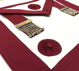 Delantal de Estafeta Provincial Blanco y Granate, Regalia Masónica, Ceremonial de Logia, Vestimenta Fraternal Premium - Product Image 5