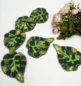 Handmade Beaded Flower Coaster 1 Luxury Style Reusable Eco-Friendly Washable Portable Home Hotel Use <b>Bar</b> <b>Mats</b> White Gold Mosaic - Product Image 3