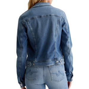OEM/ODM Custom Vintage Winter Light Indigo Wash Slim Women's Pure Cotton <b>Denim</b> Jacket Soft <b>Stretch</b> Dual-Elastic Button Knitted - Product Image 4