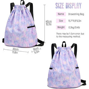 Custom Logo Polyester Sublimation <b>Drawstring</b> Bags Gym <b>Backpack</b> Sports Travel Promotional String Bag Wholesale - Product Image 2