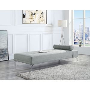 Divano Letto in Velluto Grigio Melange Quenti con Cuscino, Elegante Arredamento per la Casa - Product Image 1