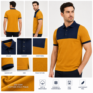 Polo classique personnalisé avec logo brodé, col contrastant, tissu jersey tricoté, pour uniforme, vente en gros sous marque privée - Product Image 6