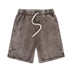 Pantalones cortos de algodón rasgados y desgastados con cordón ajustable, estilo casual y lavado ácido, para hombre, de streetwear. - Product Image 2