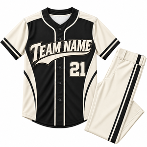 Ensemble d'uniformes de baseball personnalisés pour hommes adultes, manches courtes, 100% polyester, évacuation de l'humidité, impression par sublimation, nom de l'équipe 21 - Product Image 1