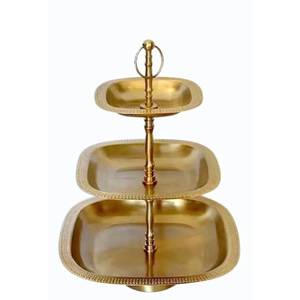 Modern Design Two Tier Rectangular <b>Cake</b> <b>Stand</b> With Gold Finish Metal Dessert Holder For Birthday Parties And Home Decor On Sale - Product Image 5