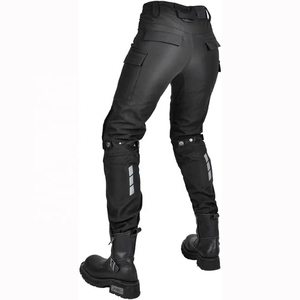 Pantalon de moto noir uni pour homme avec fermetures éclair, protections renforcées aux genoux, équipement de sécurité pour la conduite - Product Image 5