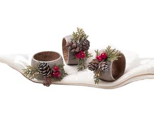 Décor de Table de ferme porte-serviettes en bois en forme de coeur porte-serviettes en rotin mangue Nautral anneaux de serviette en jute anneaux de tissu en vrac - Product Image 1