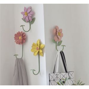 Handmade Floral Metal <b>Wall</b> Hook Decorative Flower Iron Coat Rack Garden Style 5 Hook Hanger For Home Entryway Living Room Decor - Product Image 2