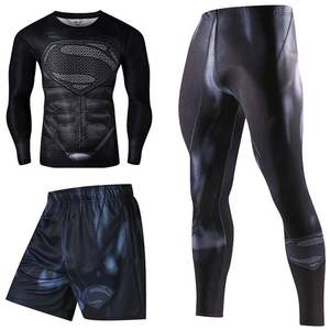 Unisex Compression Rash Guard Set Long Sleeve Shirt Shorts Full Length Pants Sublimation Print Quick Dry Anti-Bacterial UV - Product Image 3
