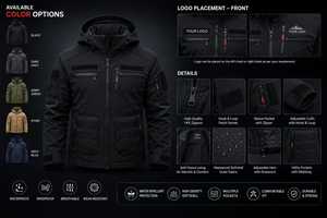 Blouson de moto à capuche pour homme, coupe-vent, rembourrage épais en polyester, fermeture éclair, vêtement d'extérieur hiver, style motard - Product Image 4