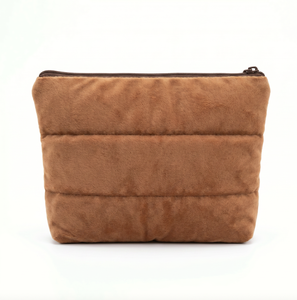 Pochette de maquillage matelassée en polyester avec fermeture éclair, réversible, tendance, à ouverture plate, lavable, logo personnalisable, couleur personnalisée - Product Image 5
