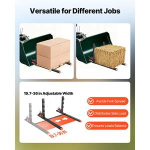 Fourches de tracteur robustes de 4000 lb, fourches à palettes, longueur totale de 60 pouces, barre stabilisatrice anti-basculement noire, accessoires pour chariot élévateur - Product Image 4