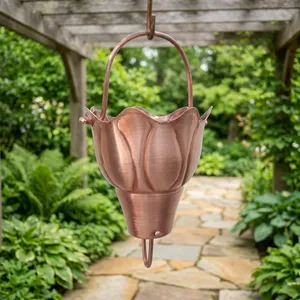 Ornement suspendu en forme de fleur en cuivre, finition brossée faite à la main, décoration de jardin extérieur - Product Image 4