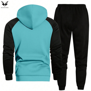 For Wholesale Rate Customized New Trendy Two-Tone Men's Activewear <b>Set</b> Breathable Full Zip Hoodie & Slim Fit Jogger Tracksuits - Product Image 2