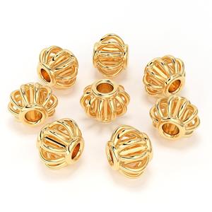 18K Solid Yellow Gold 4.2mm Single Piece Fancy Bali <b>Spacer</b> Bead High-end Jewelry Findings & Components - Product Image 2
