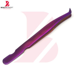 Pince à cils de qualité supérieure à angle de 90 degrés, violette, multicolore, revêtement titane, antistatique - Product Image 3
