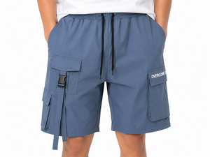 Men’s Premium Blue <b>Cargo</b> <b>Shorts</b> Elastic Waist Utility <b>Shorts</b> Drawstring Casual Bottomwear Multi Pocket Design <b>Lightweight</b> - Product Image 4