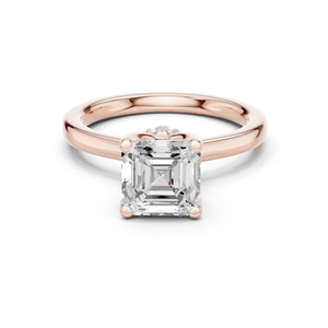 Anillo clásico con corte Asscher, halo de diamantes cultivados en laboratorio, oro rosa de 14k, joyería certificada GRA para bodas, fiestas y aniversarios. - Product Image 1