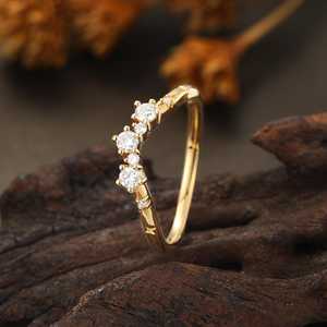 Anillo de Compromiso Ovalado de Moissanita Chapado en Oro, Anillo de Boda Nupcial con Corte de Pera, Joyería para Mujer - Product Image 2