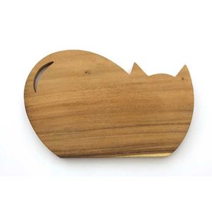 Natural Suar Wood Cat <b>Shape</b> Cutting Board Food Grade Large Animal Chopping <b>Block</b> Non Varnished Wooden Slicing Plate Bali Kitchen - Product Image 1
