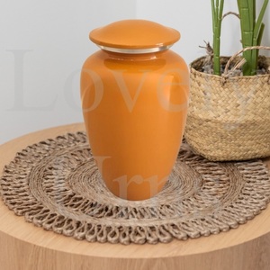 Classic orange cremation urn customizable adult medium <b>keepsake</b> <b>memorial</b> ashes container - Product Image 3