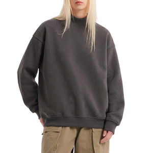 Sweat-shirt personnalisé pour femme à col montant en molleton brossé épais avec impression graphique en relief, coupe ample et finition délavée - Product Image 5