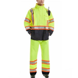 Ensemble veste et pantalon de sécurité haute visibilité imperméables |   Vêtements de travail réfléchissants |   Fabricant d'engrenages industriels OEM sur mesure - Product Image 1