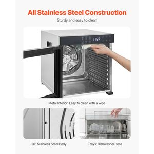 Essiccatore Elettrico per Alimenti da 1000W con 10 Vassoi in Acciaio Inox, Temperatura Regolabile e Timer 24 Ore per Uso Domestico - Product Image 6